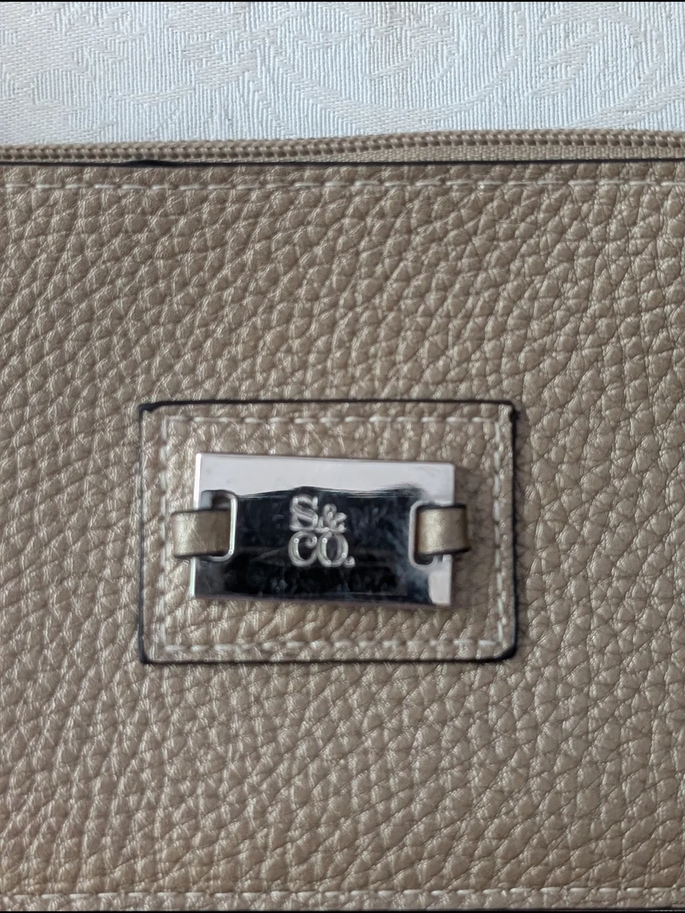Style & Co Gold Women's Wristlet Wallet Zip Pouch Logo Plate Wrist Strap Solid