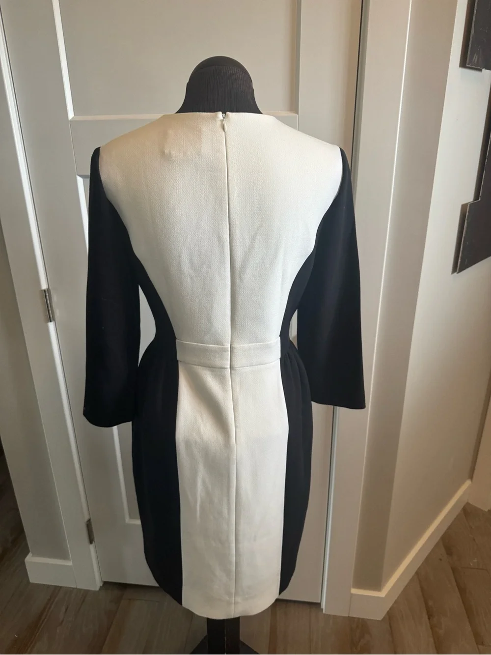 kate spade Black and White Long-Sleeve Colorblock Sheath Dress