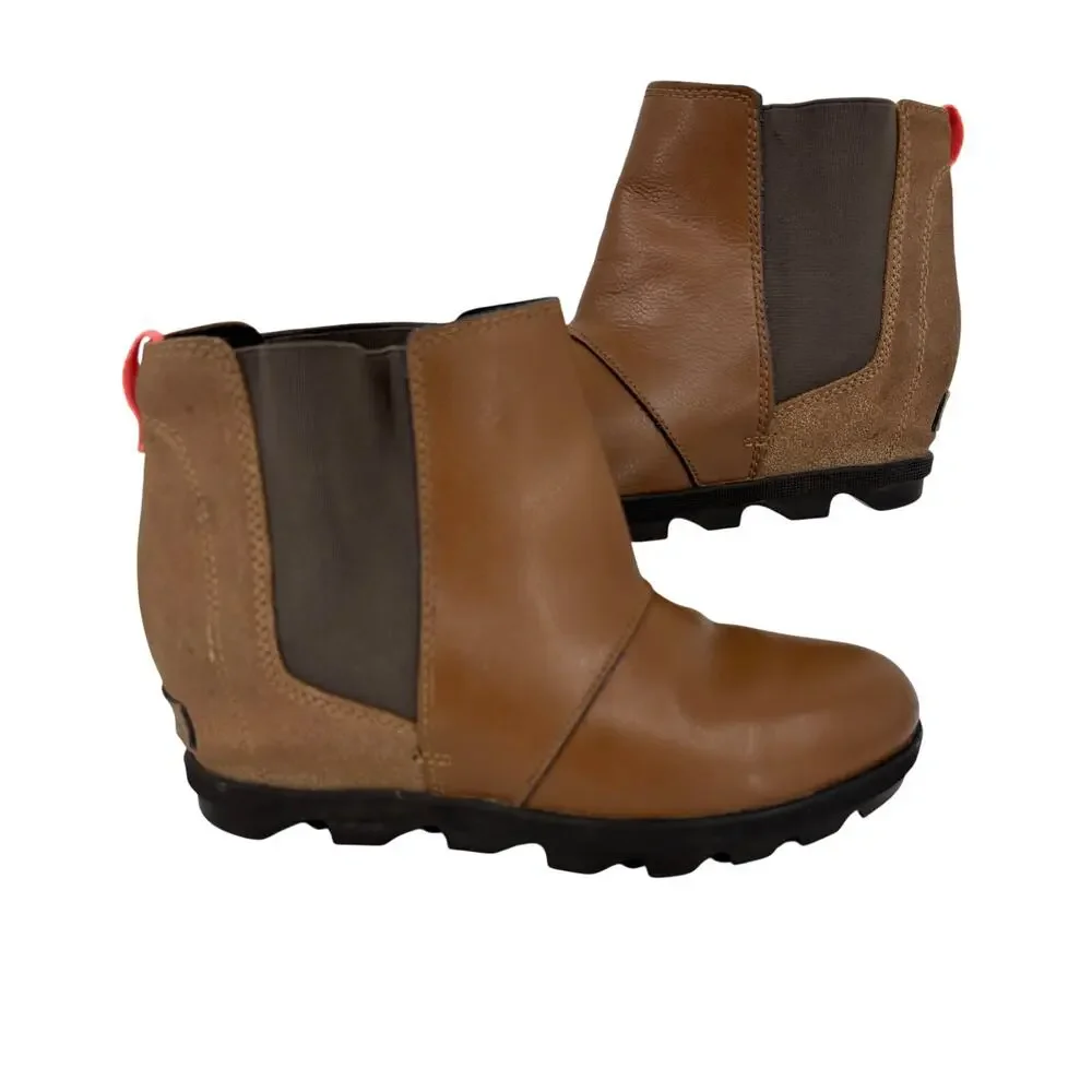 Sorel Joan of Arctic Wedge II Chelsea Bootie Size 4 Brown Leather Pull On Boot