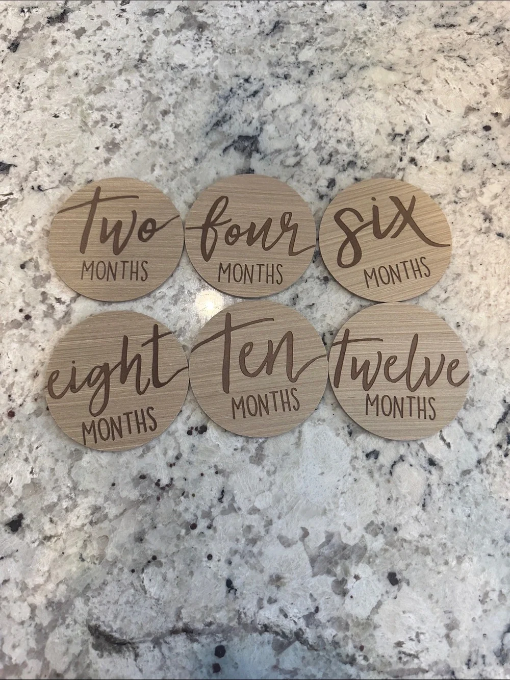 Wooden Baby Monthly Milestone Discs - Neutral Brown