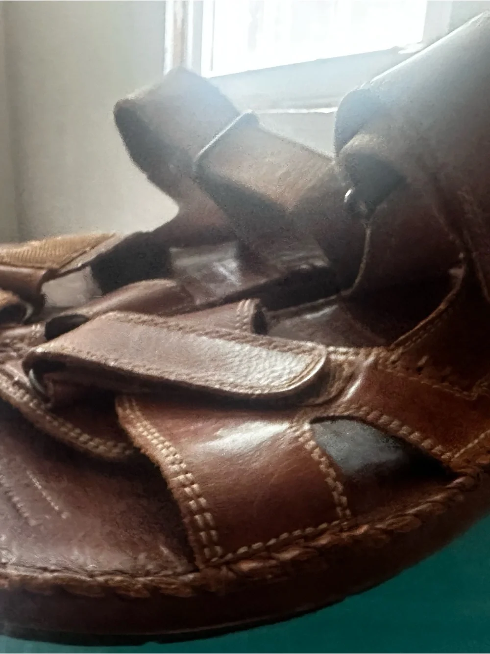 PIKOLINOS Brown Leather Velcro Fisherman Sandals