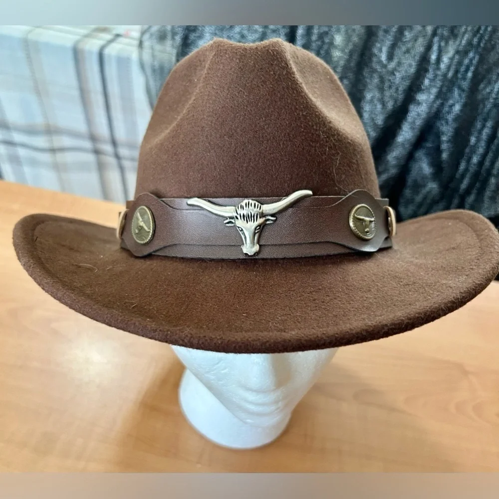 Cowboy Hat Women Western with Cow Head leather band sombrero adjustable