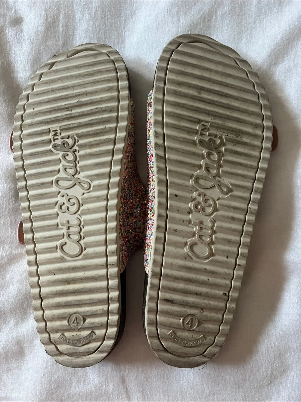 Cat & Jack Multicolor Glitter Buckle Sandals, Size 4