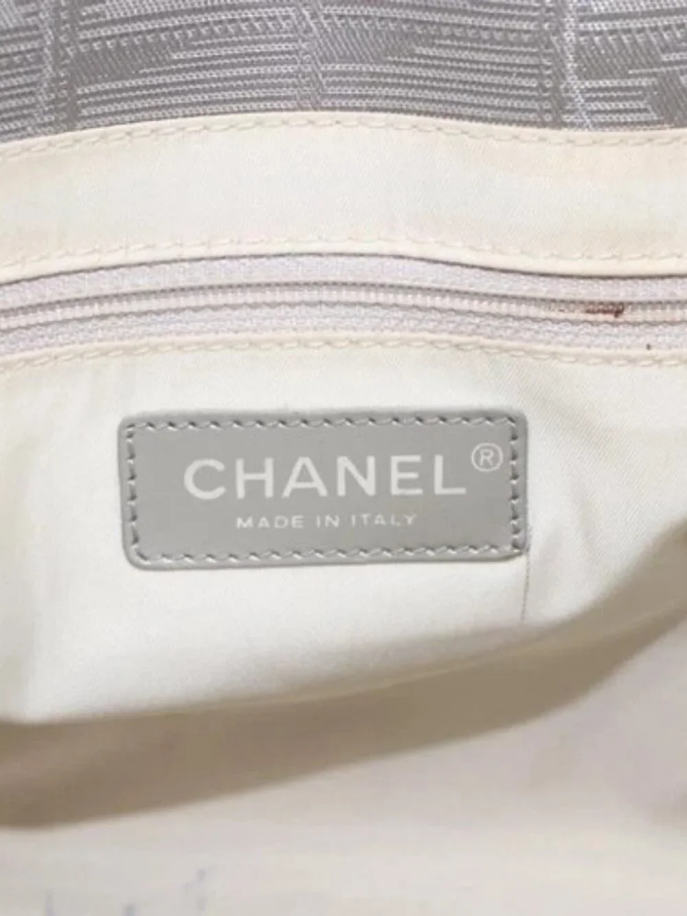CHANEL New Travel line Tote Bag Silver CC Auth 164236