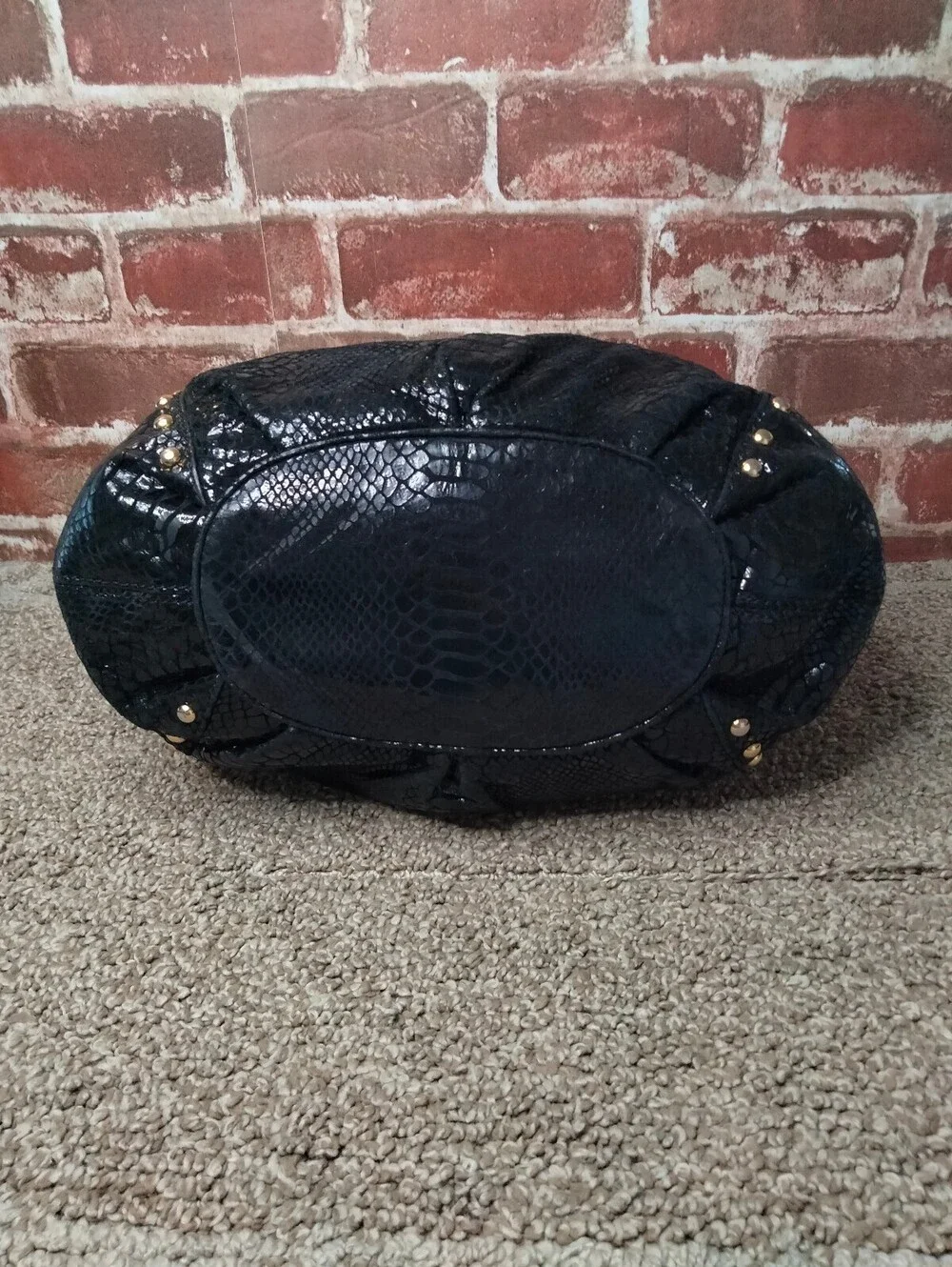 Michael Kors Y2K Delancy Snakeskin Leather Shoulder Hobo Bag Black Vintage Purse