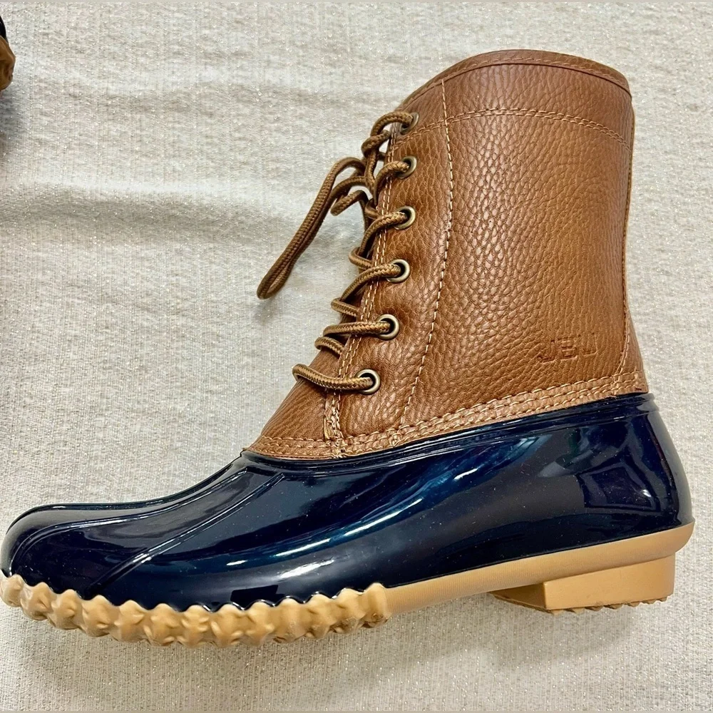 JBU Brown and Navy Lace-Up Winter Waterproof Boots - Size 6 New in Box
