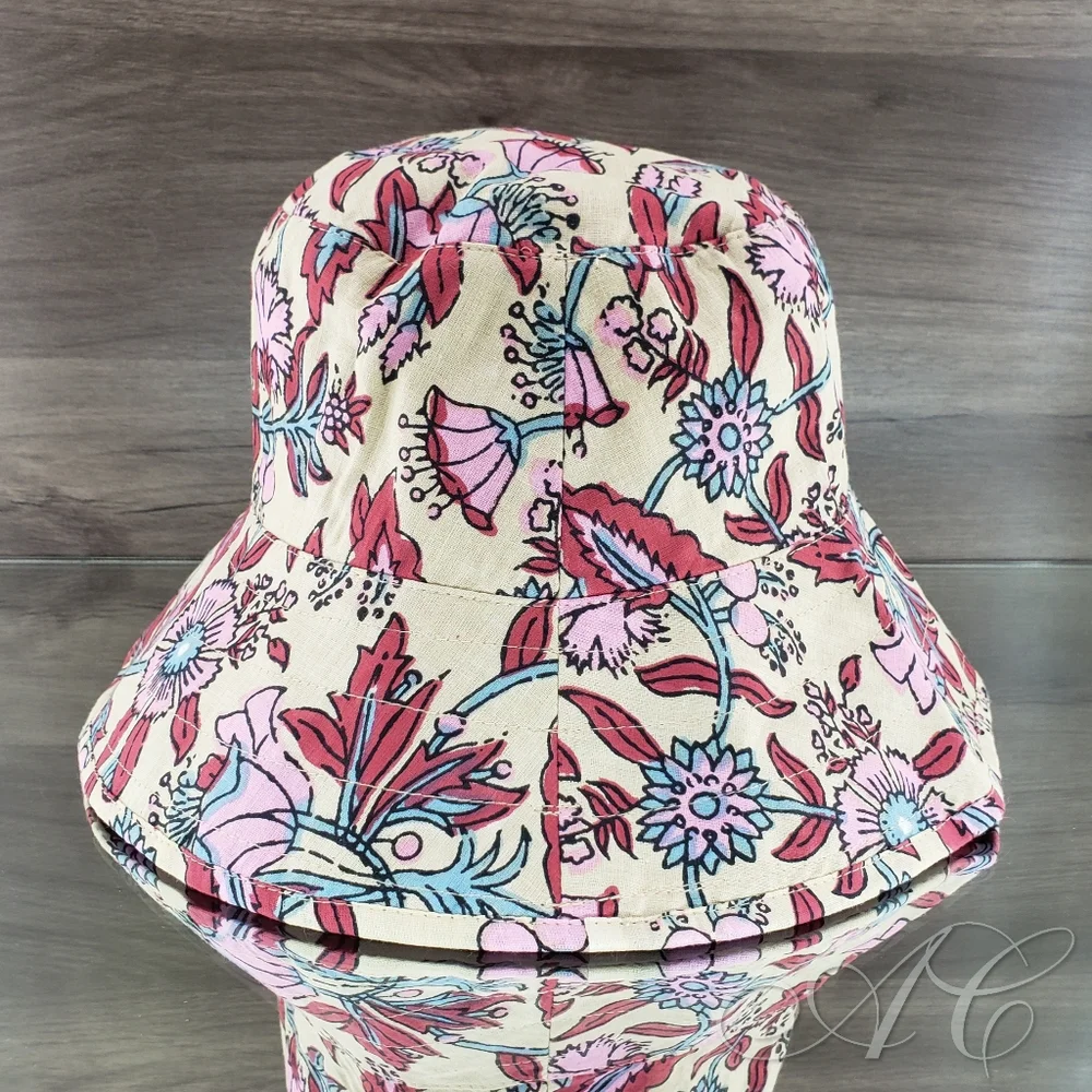 Hat Attack Hat Pink Floral Printed Reversible Bucket Hat Vacation Summer Spring