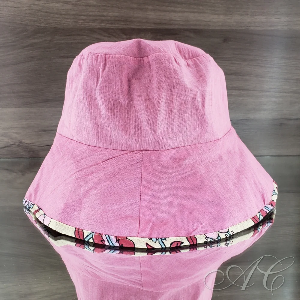 Hat Attack Hat Pink Floral Printed Reversible Bucket Hat Vacation Summer Spring