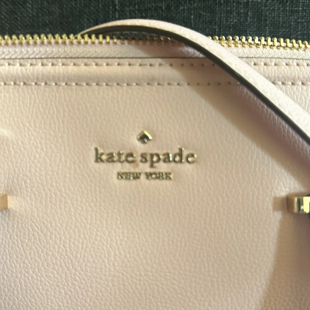 kate spade blush pink leather satchel with gold hardware