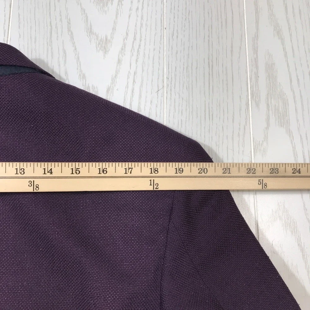Vintage Bill Blass Silk Blazer Mens 44 Purple 2 Button Pockets Academia 80s