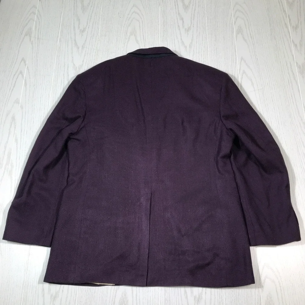 Vintage Bill Blass Silk Blazer Mens 44 Purple 2 Button Pockets Academia 80s