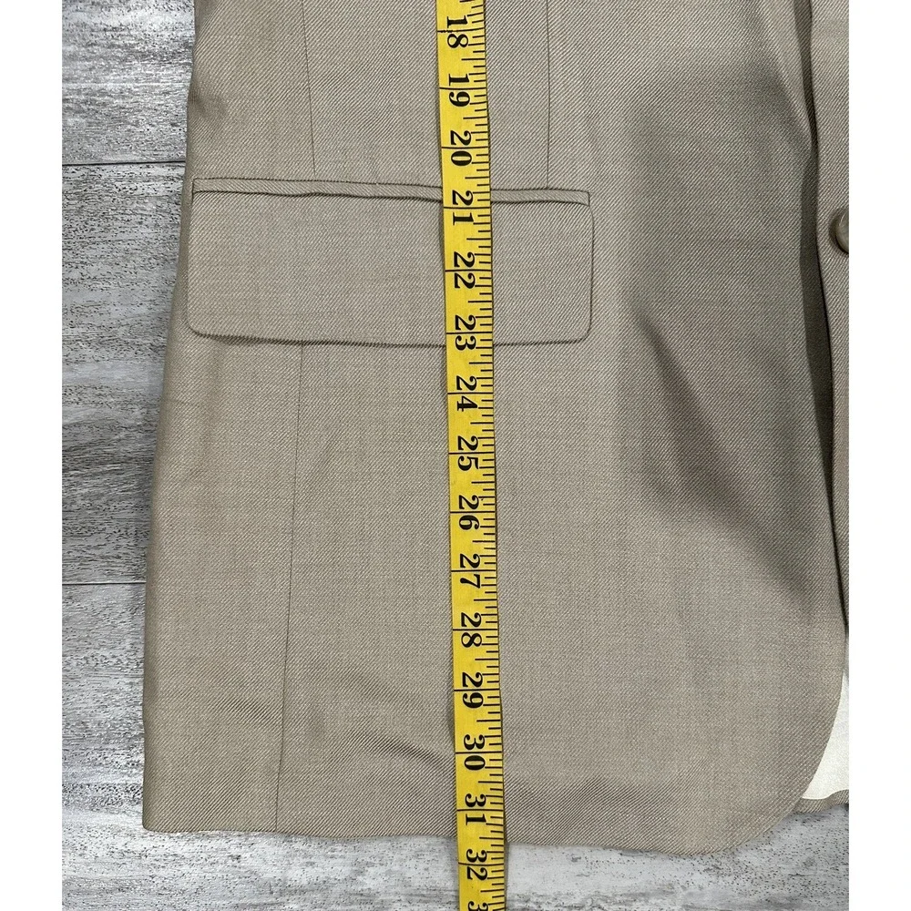 Oscar de la Renta Sportcoat Blazer Mens Size 42L Beige Silk Wool Blend