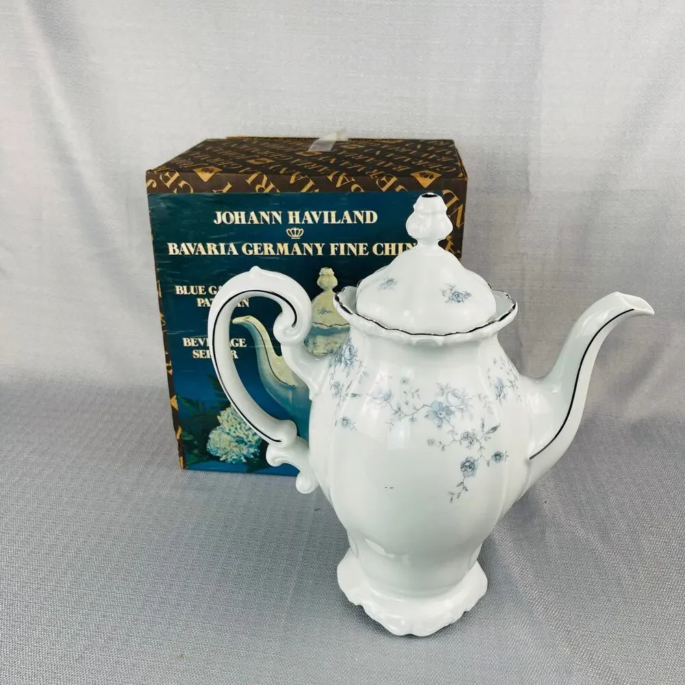 Johann Haviland Beverage Server Blue Garland Pattern 11” Bavaria Germany