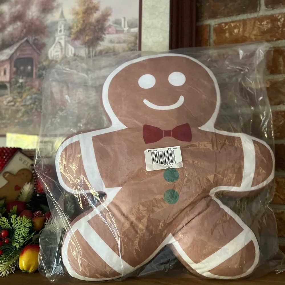 Large Gingerbread Man Accent Pillow Decor🔴 FINAL SALE