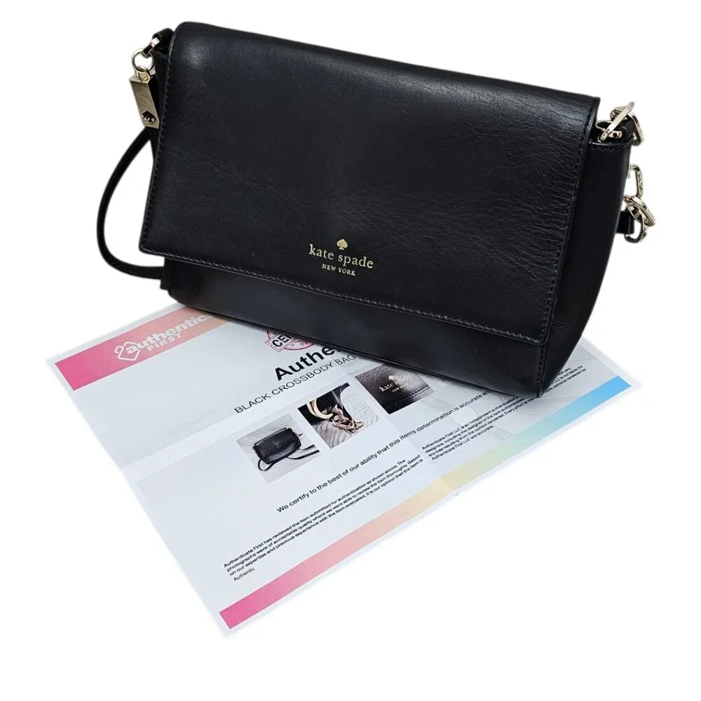 Kate Spade New York Cove Street Dody Leather Chain Black Crossbody Bag COA Small