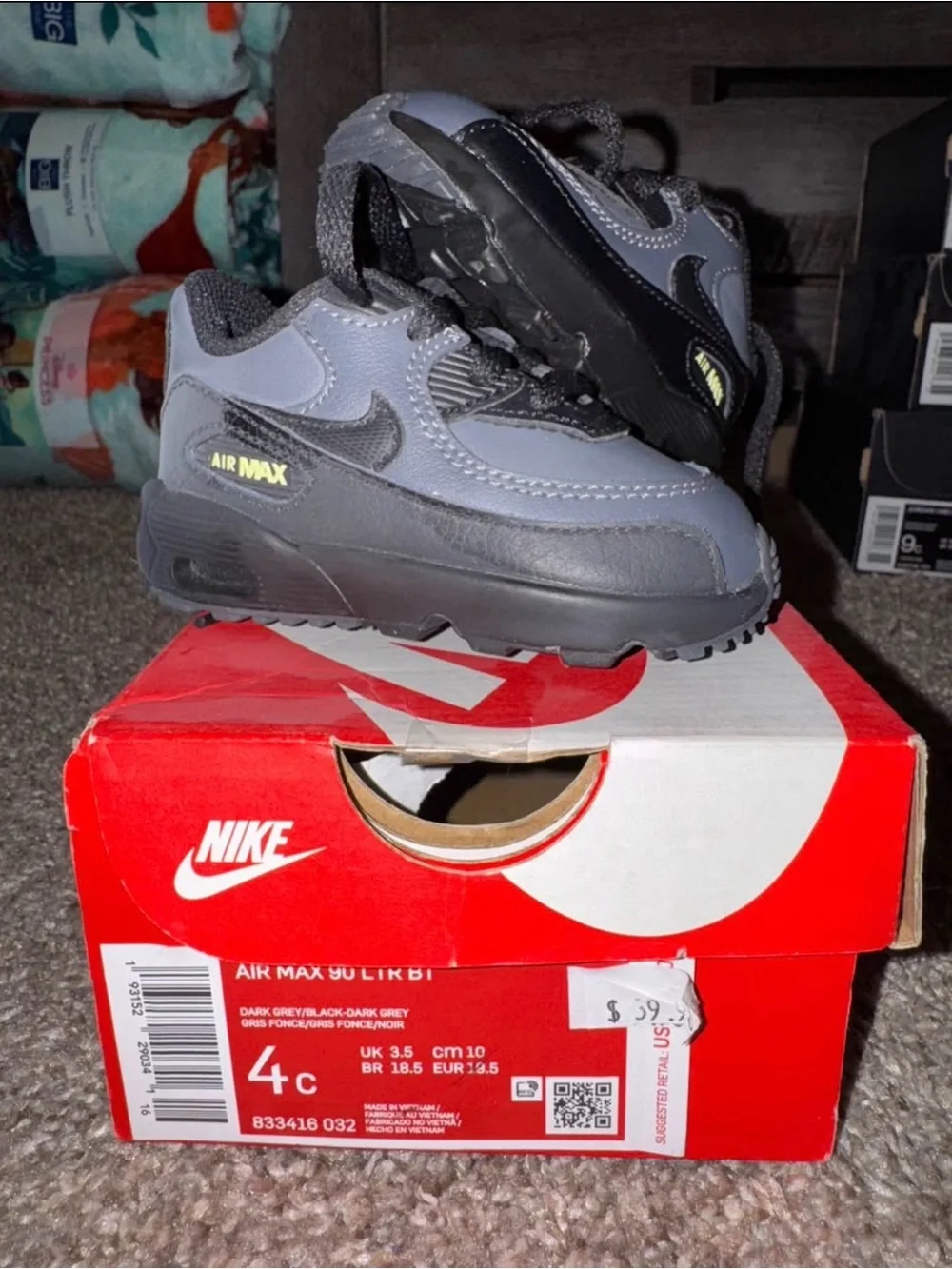 Nike Kids Air Max Sneakers in Dark Grey and Black