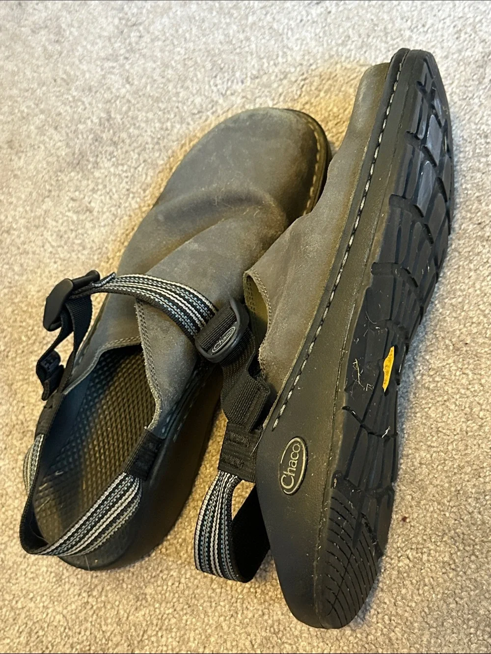 Chaco Toecoop Vibram Men's Leather Clog with Striped Adjustable Strap 11.5