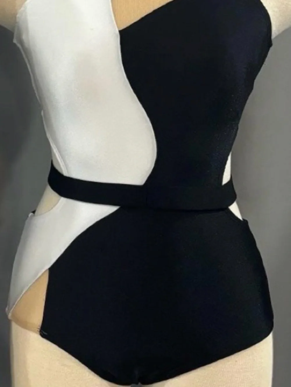 Black and White Crystal Embellished Dance Leotard