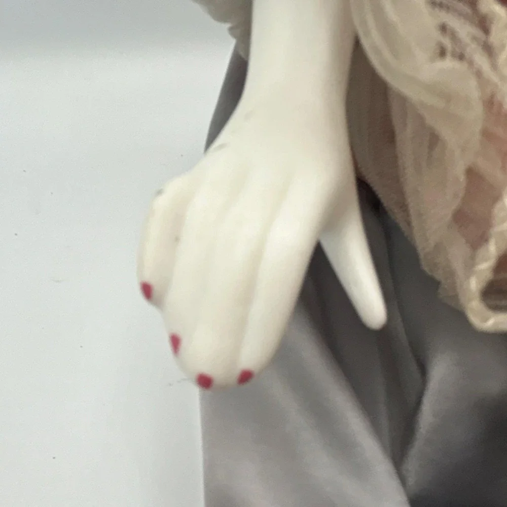 Silverstri Porcelain Doll Girl Floral/Gold Painted Head Light Complexion