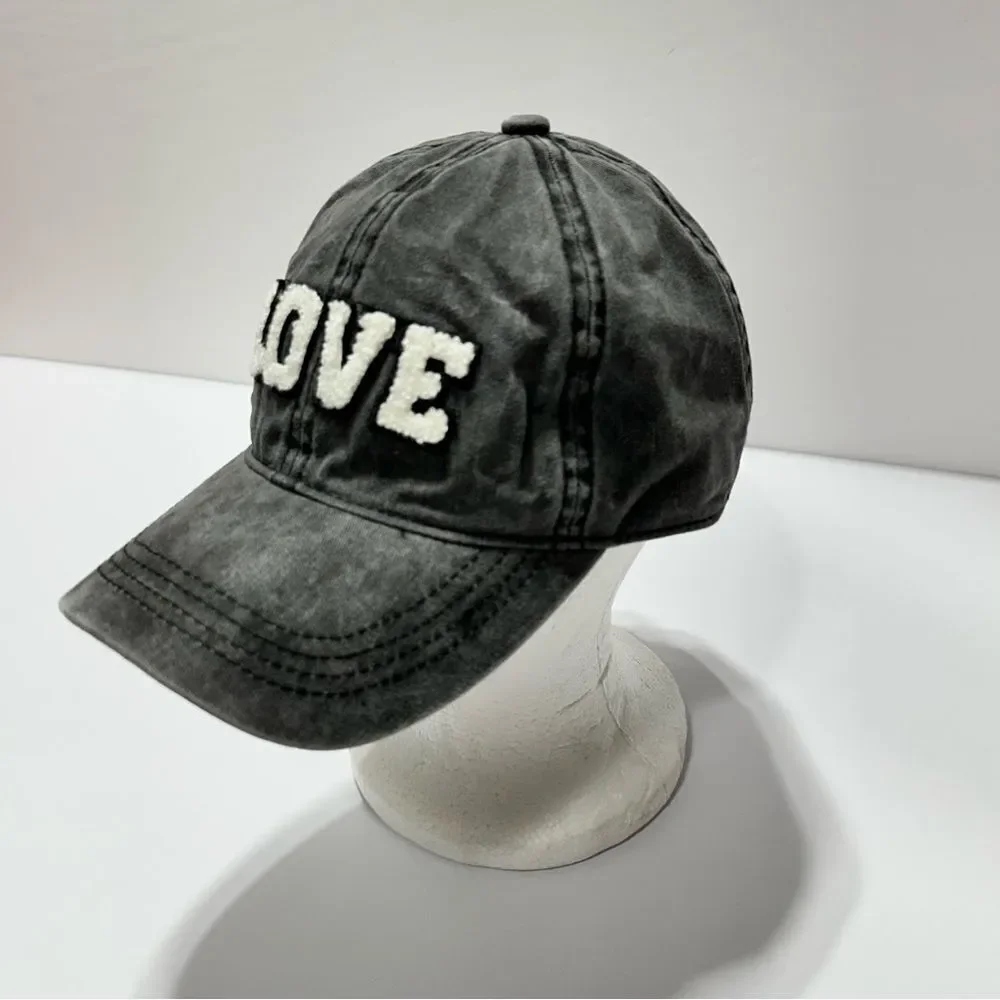 David and Young Gray Baseball Hat Cap Fashion Hat LOVE Logo Chambray Denim Style