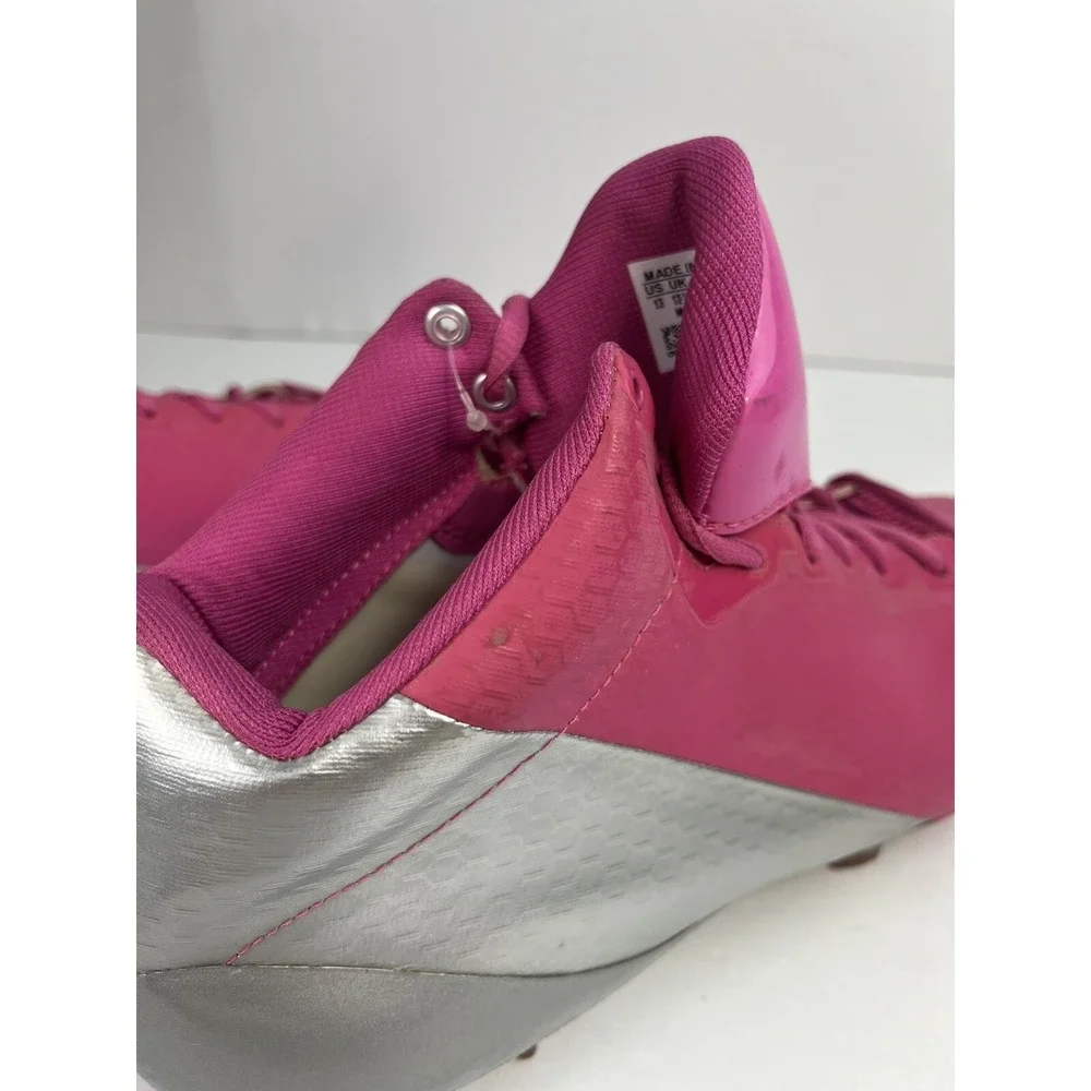 ADIDAS Men's Size 13 Adizero 5 Star Mid Pink & Silver Football Cleats