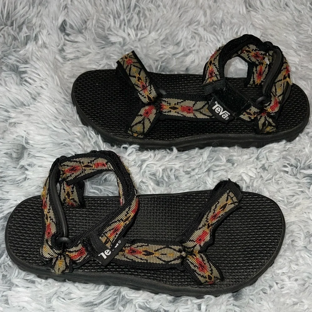 Teva Black Sandals with Multicolor Floral Straps