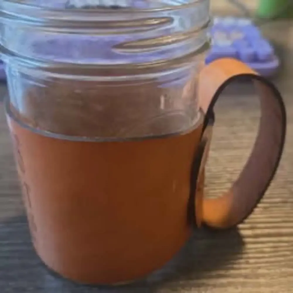 Bell Robertson Mason Jar Mug Leather Sleeve Barware - Like New