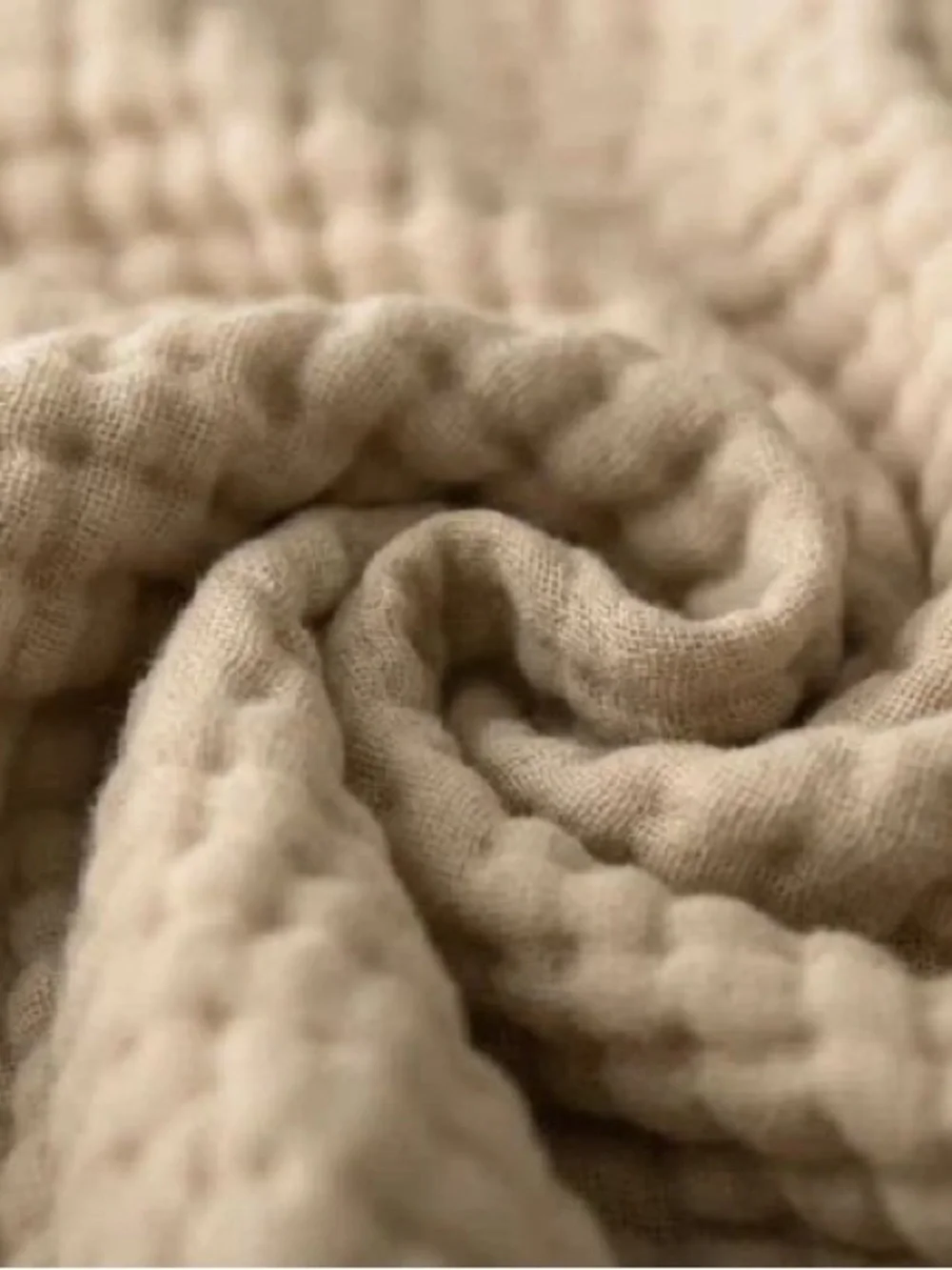 The Fleece Company 100% Muslin Cotton Blanket Beige Soft Breathable Throw NIP