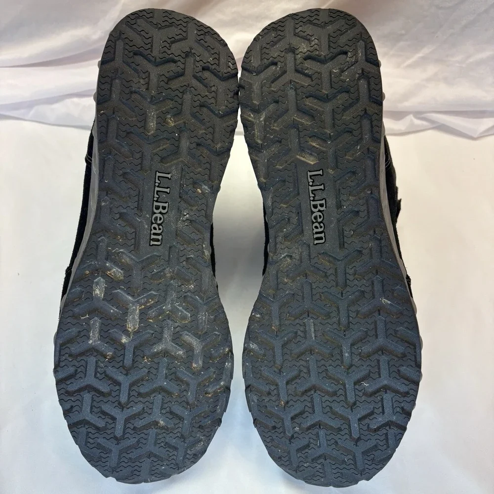 LL Bean Men's  Snow Sneakers TEK 2.5 Waterproof Black Suede Hook & Loop Mid 13 M