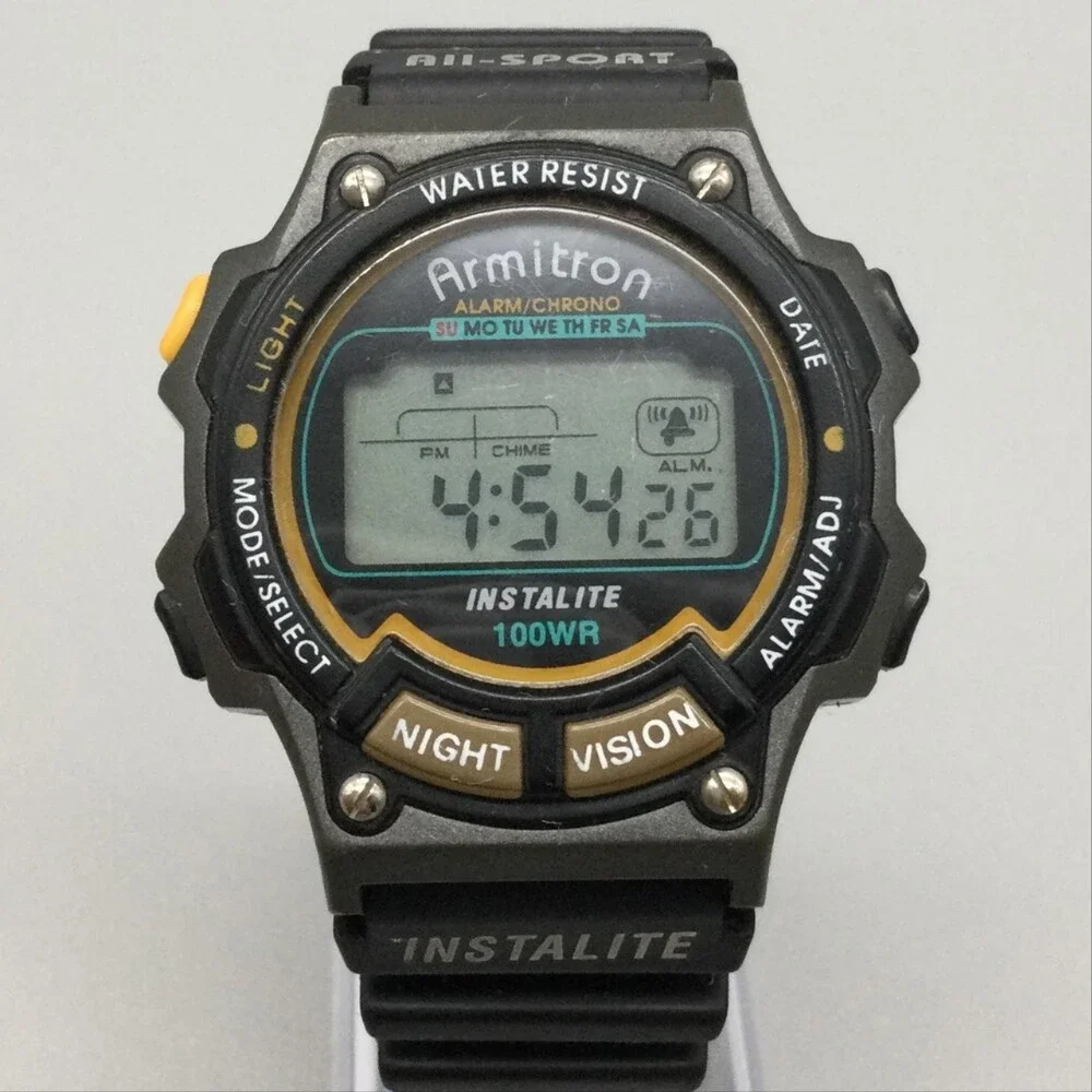 Armitron All-Sport Instalite Mens Watch 40mm Alarm Chrono Digital 40/6595 Black