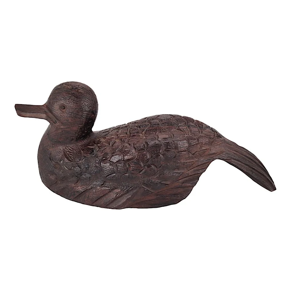 Vintage Hand Carved Ironwood Duck Decoy Hand Made Brown