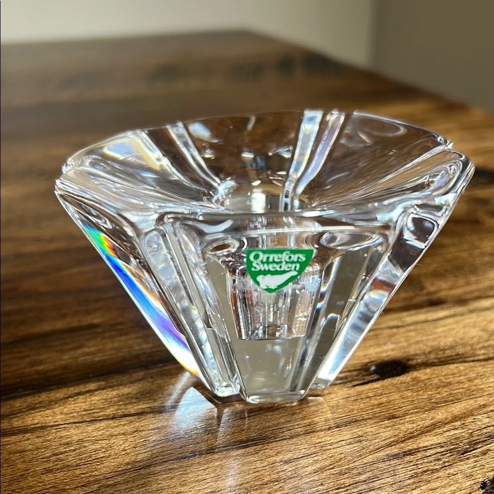 Orrefors Sweden Vintage New no Box Crystal Orion Single Taper Candle Holder MCM