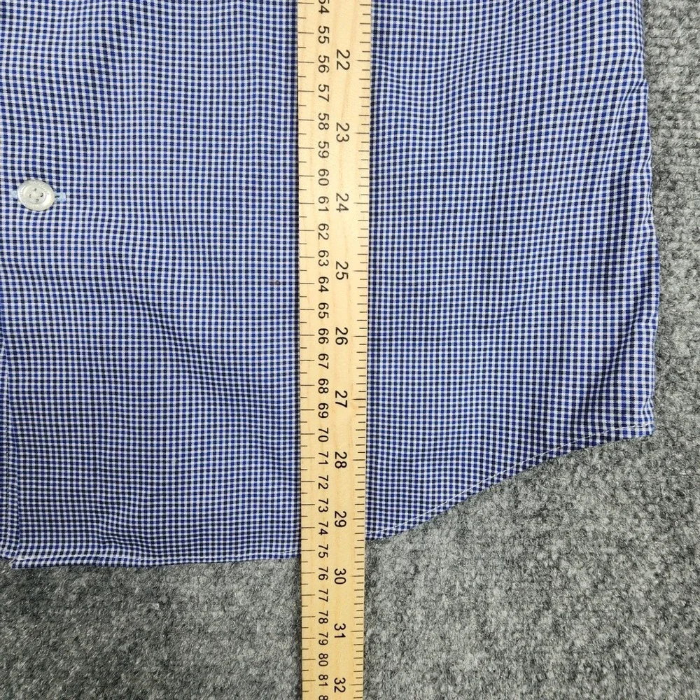 Banana Republic Mens Slim Fit Non-Iron Cotton Gingham Dress Shirt Blue Small