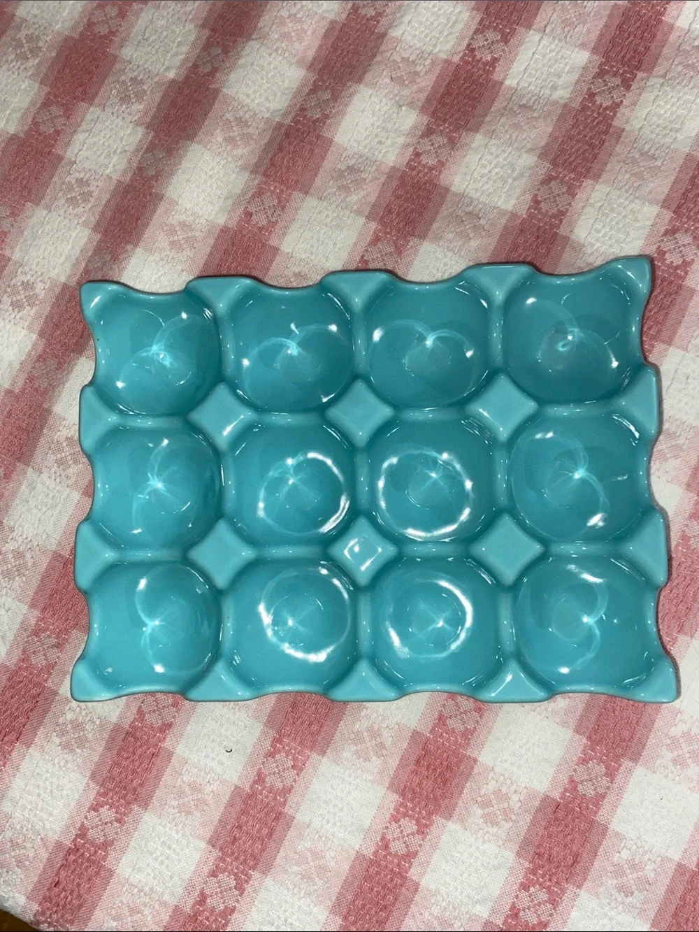 Turquoise Ceramic Dozen Egg Tray