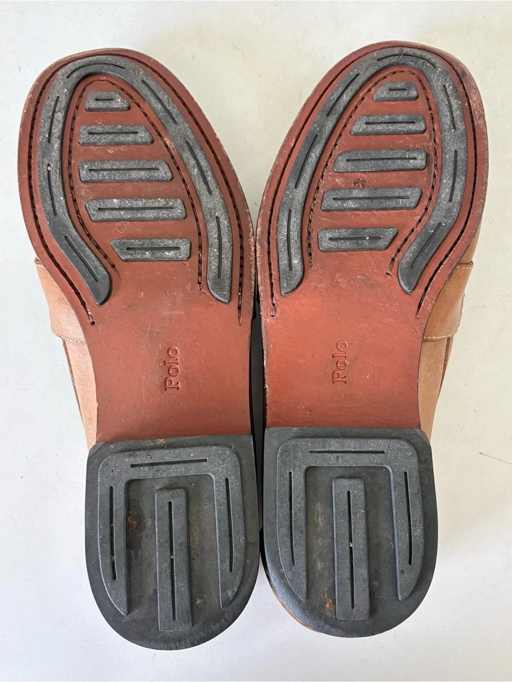 Polo Ralph Lauren Penny Loafers Mens Size 9.5 Brown Leather Slip On Dress Shoes