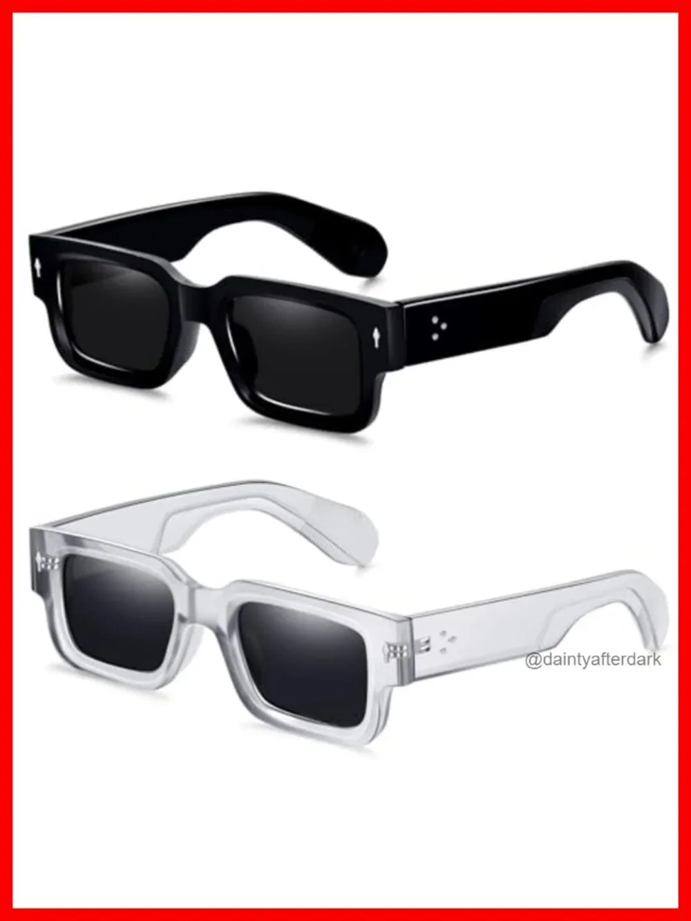 Square Frame Sunglasses UV400 Protection Chunky Rectangle Shades