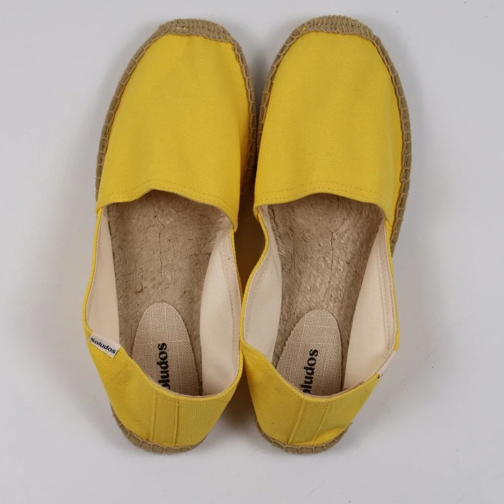 Soludos Dali Espadrille Flats Sol Yellow Canvas Size 10 NWT