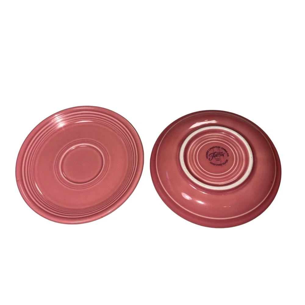 Homer Laughlin Fiesta Rose Saucers Set of 2 Pink Ceramic 5.875 Inch HLC USA