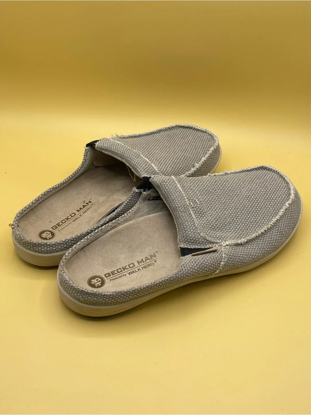 Slip-On Canvas Mule Loafers in Light Gray -