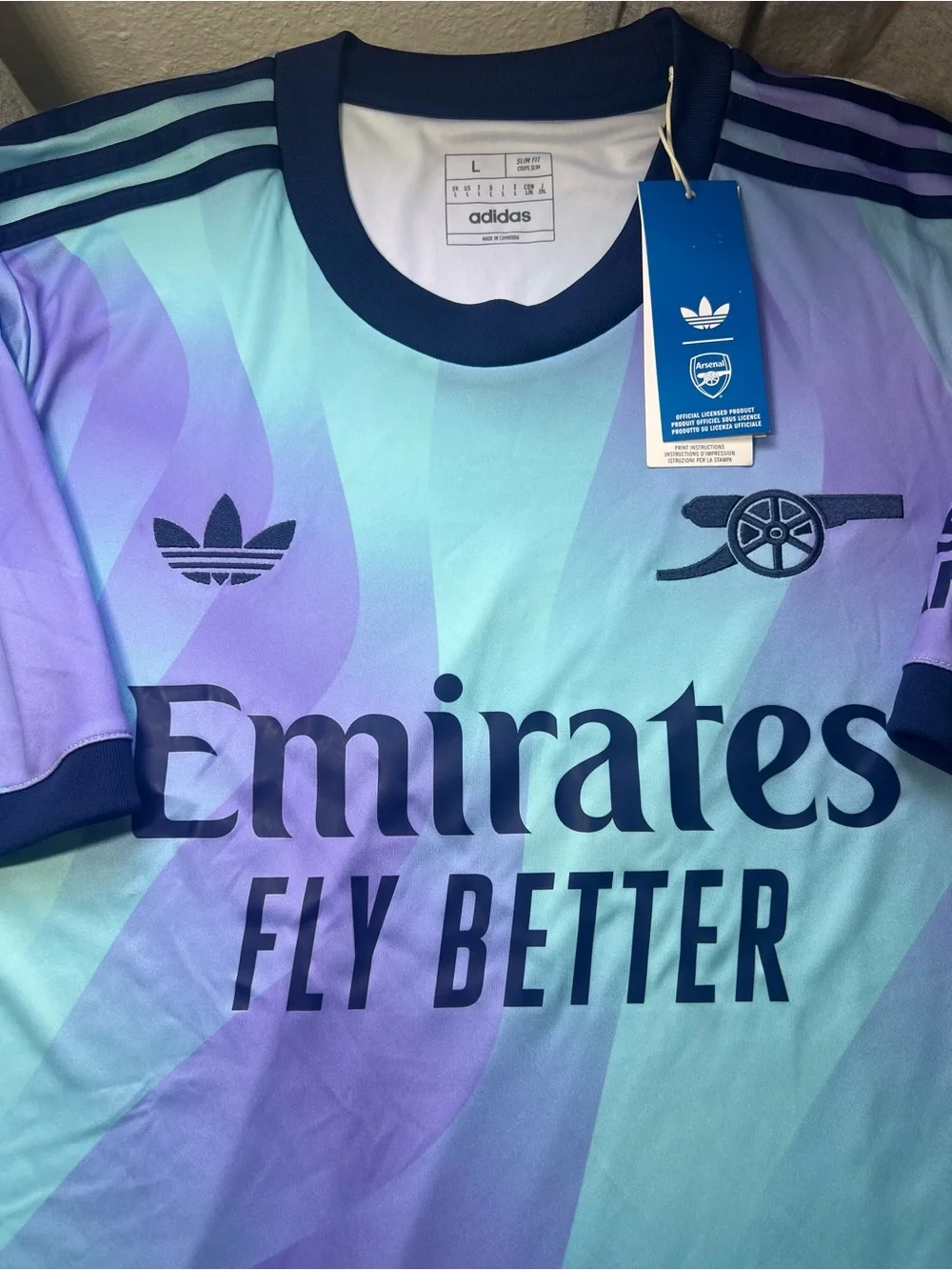 adidas Arsenal Gradient Jersey in Light Blue & Purple