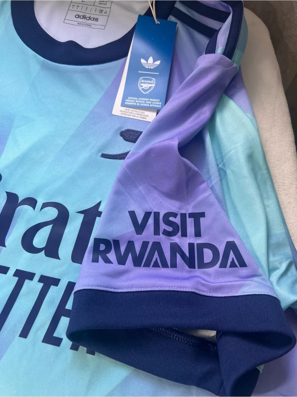 adidas Arsenal Gradient Jersey in Light Blue & Purple