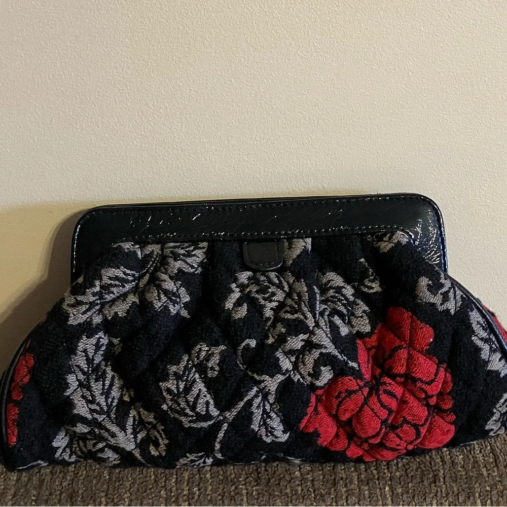 NWT Vera Bradley Limited Collection black, red and gray clutch