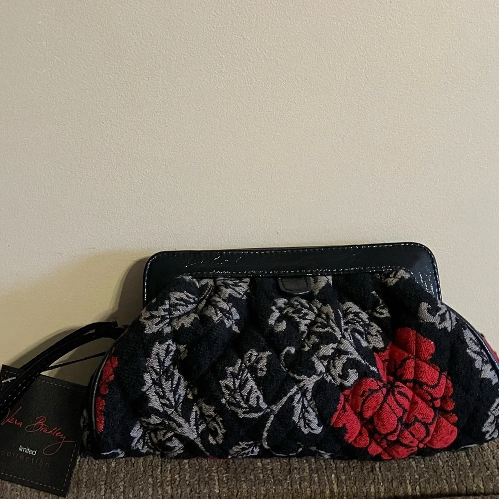 NWT Vera Bradley Limited Collection black, red and gray clutch
