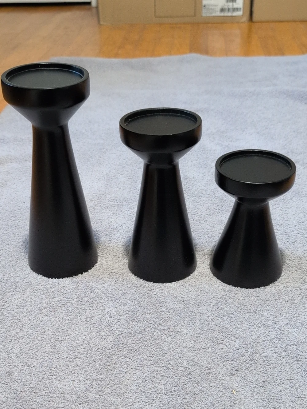 BirdRock Modern Black Flare Pedestal Candle Holders - Set of 3