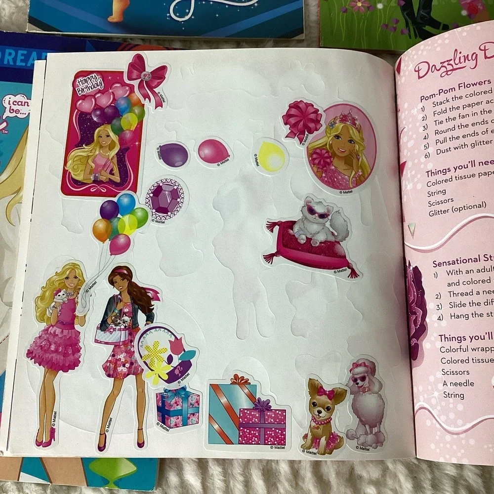 Barbie Picture Books & Leveled Readers, Stickers Lot of 10 Stories