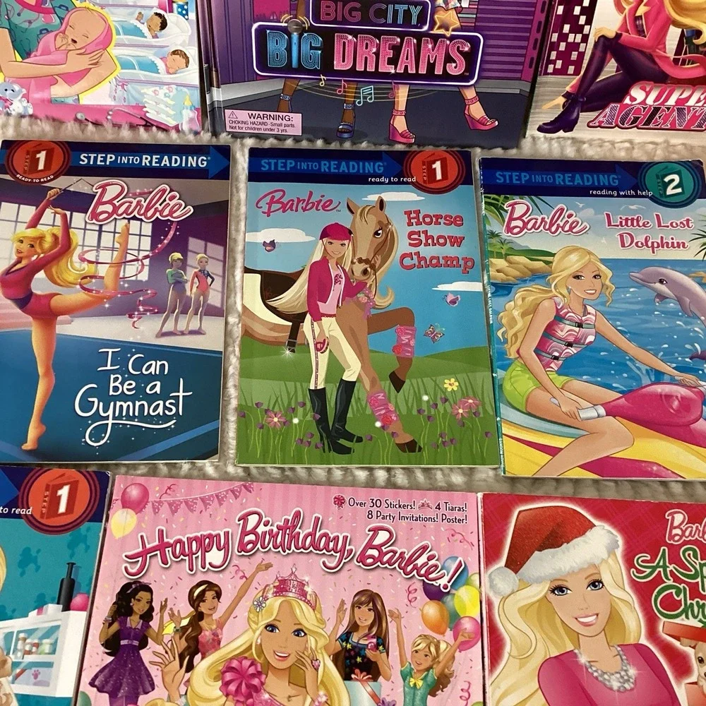 Barbie Picture Books & Leveled Readers, Stickers Lot of 10 Stories