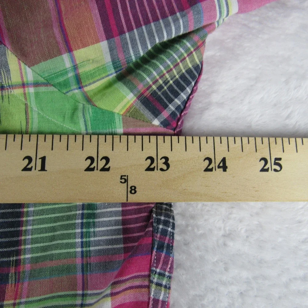 Polo Ralph Lauren Mens Large Button Down Pink Plaid Ikat Flap Pockets