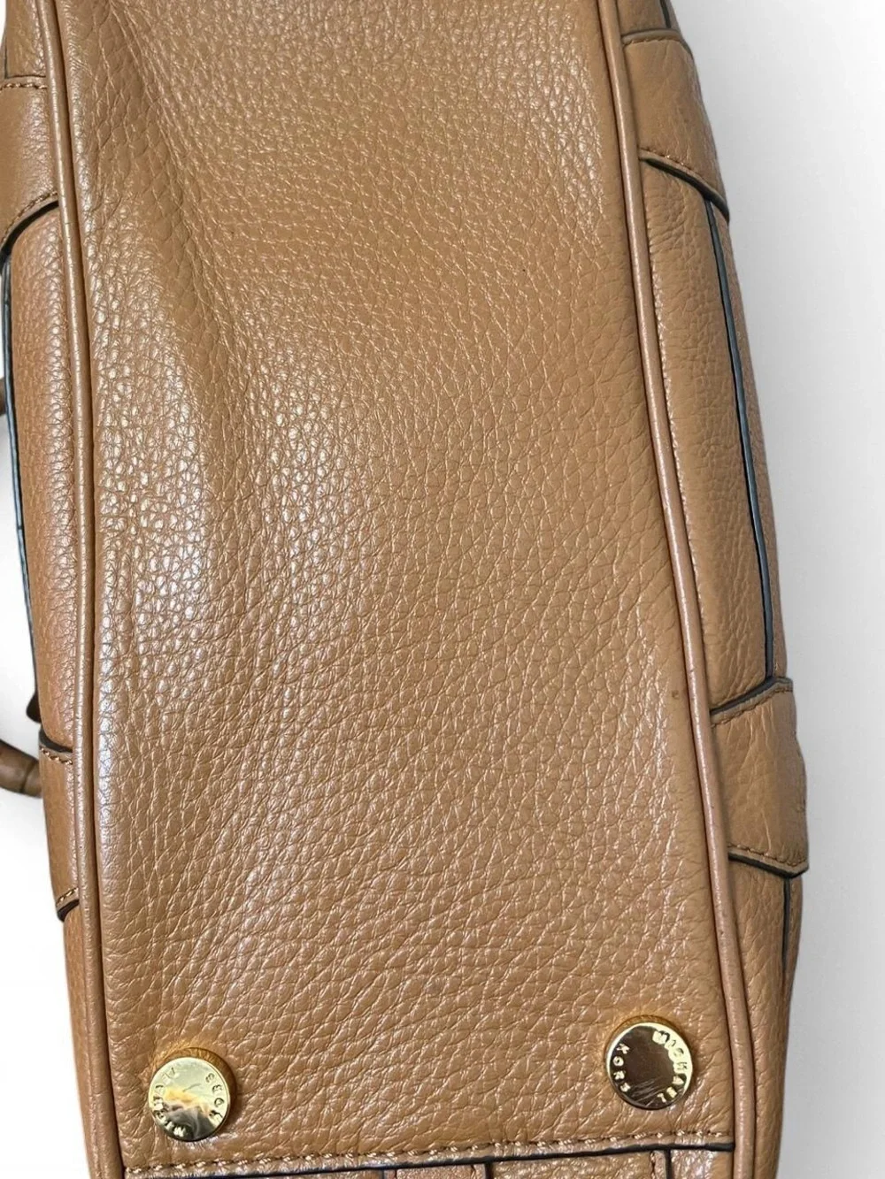 Michael Kors Julia Brown Pebbled Leather Satchel Crossbody Bowler Bag