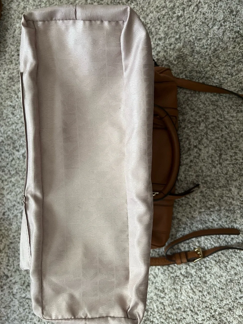 Michael Kors Julia Brown Pebbled Leather Satchel Crossbody Bowler Bag
