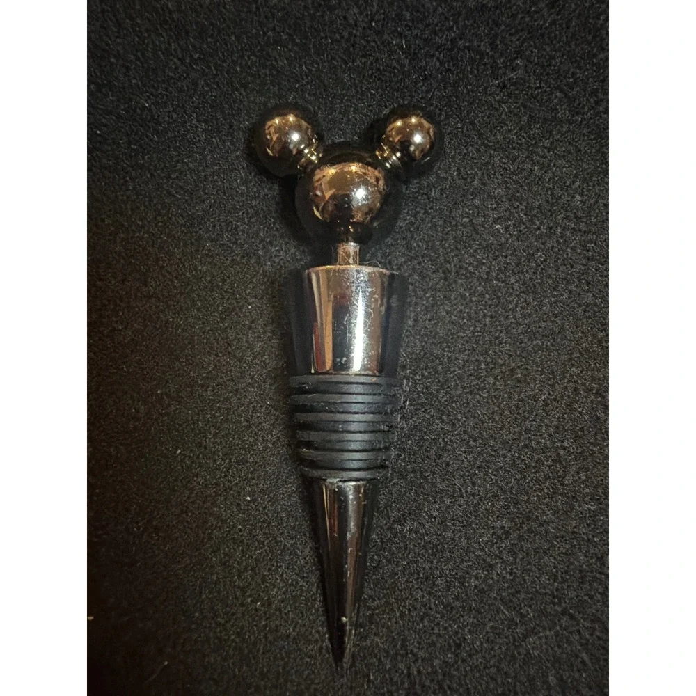 Disney Mickey Mouse Icon Wine Bottle Stopper‎ Silver Tone Metal Bar Accessory
